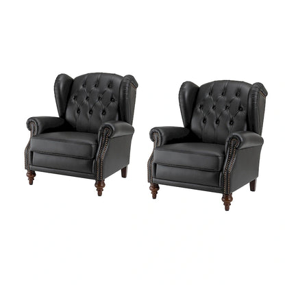 Fauteuil Alex Classic Wingback en cuir avec clous décoratifs (lot de 2) par HULALA HOME