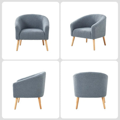 Fauteuil Sheila Modern 30 W Boucle avec pieds en bois massif, lot de 2, par HULALA HOME