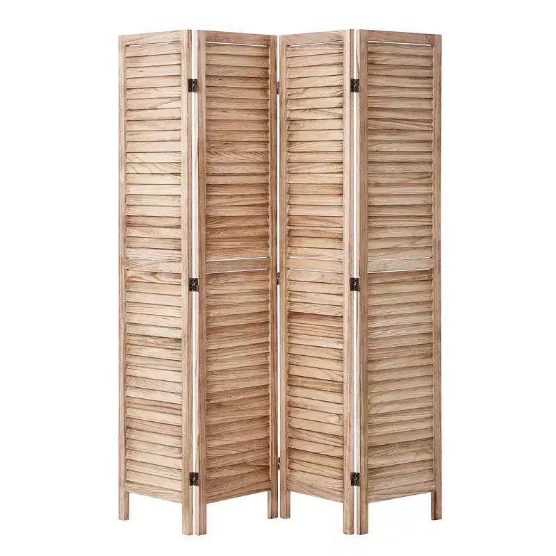 Paravent en bois 4 panneaux VEVOR, Cloison d'intimité pliable en bois, Séparateur de pièce intérieur à persiennes de 170 cm de haut, Écran de décoration portable