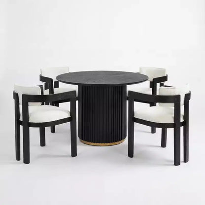 Ensemble de salle à manger rond moderne 5 pièces Christopher Knight Home Shankar avec chaises rembourrées en bois d'hévéa