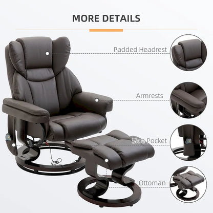 Fauteuil de massage inclinable HOMCOM avec pouf repose-pieds