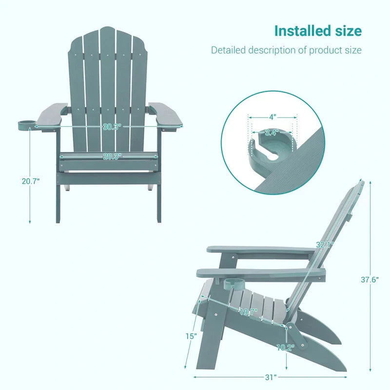 Bonosuki Set di 2 sedie Adirondack pieghevoli per patio e braciere