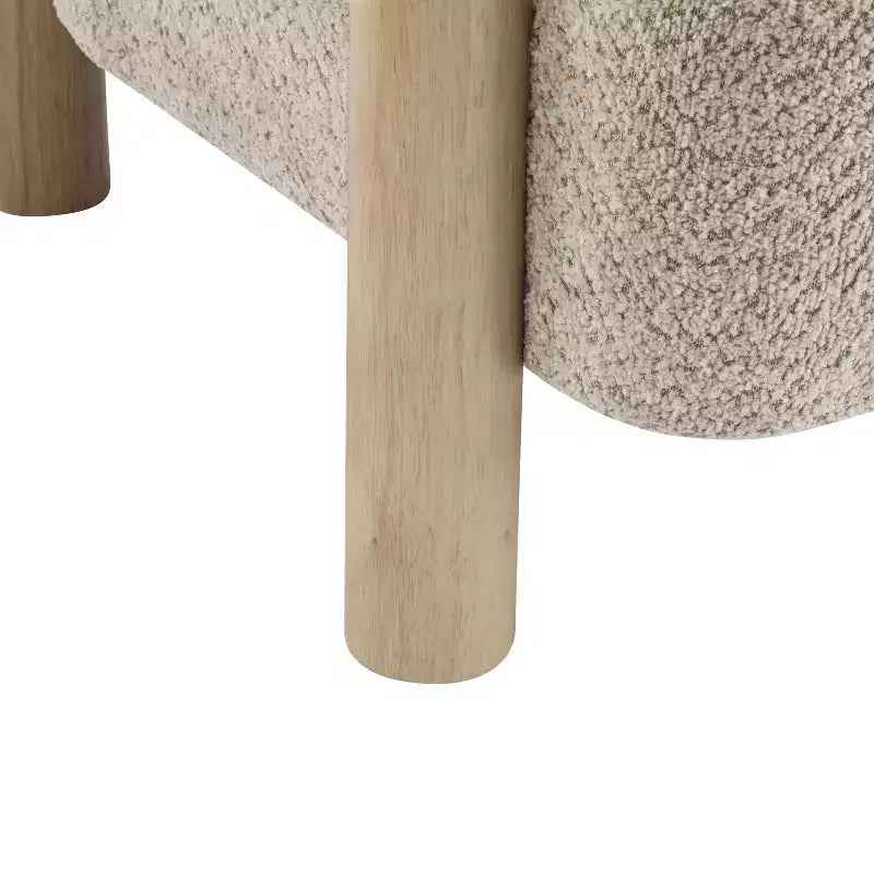 Christopher Knight Home Bram Poltrona d'Appoggio in Bouclé e Legno di Gomma con Schienale Curvo Aperto