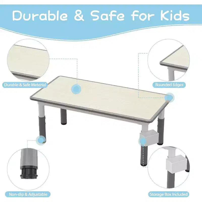Table et 6 Chaises pour Enfants - Table d'Activités et de Repas à Hauteur Réglable pour Tout-Petits de 3 à 10 Ans, 136 kg