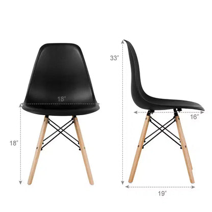 Costway Set di 4 Sedie da Pranzo Moderne Senza Braccioli per Casa e Ufficio con Gambe in Legno Bianco/Nero/Blu