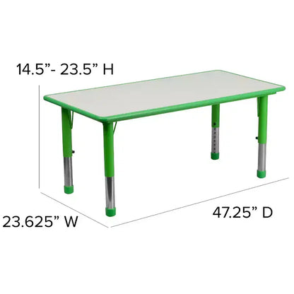 Set Tavolo Attività Rettangolare Regolabile in Altezza in Plastica Emma and Oliver 23.625"W x 47.25"L con 6 Sedie