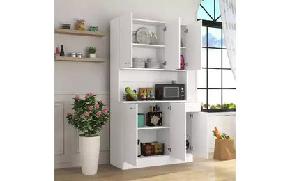 Mobile Contenitore a 6 Ante, Armadio Alto 180 cm e Mobile da Cucina con Cassetto e Ripiano Aperto, Credenza da Cucina e Mobiletto per Camera da Letto in MDF
