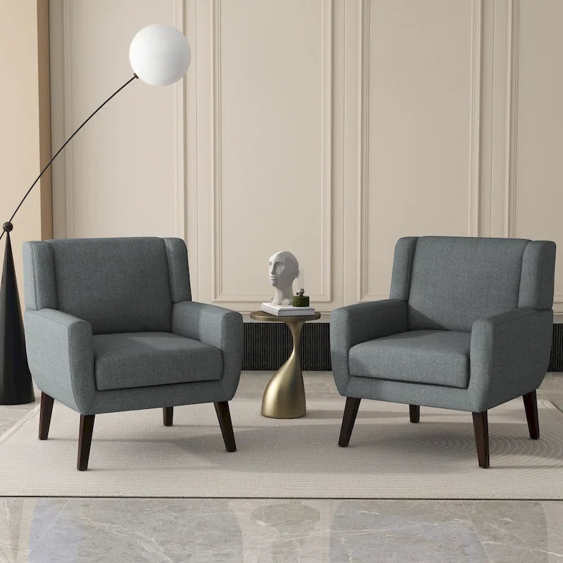 Fauteuil d'appoint en lin, à oreilles, lot de 2