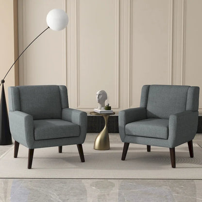 Fauteuil d'appoint en lin, à oreilles, lot de 2