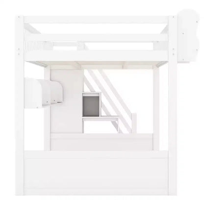 Letto a soppalco Queen Size con scaletta, armadio e scaffali - MDF, 295 kg