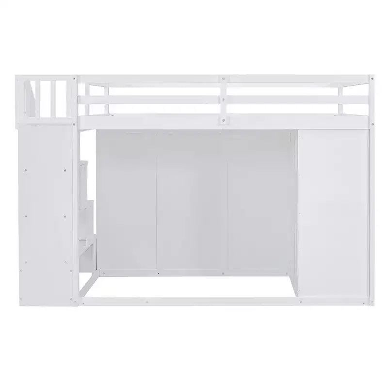 Letto a soppalco intero in pile orsetto con mensola portaoggetti e cassetti, letto a soppalco alto in legno con scrivania versatile per camera da letto