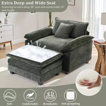 Poltrona a sacco oversize in ciniglia EHMKNP con pouf