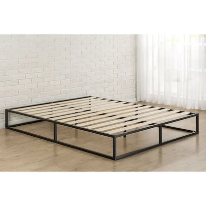 Struttura letto king size moderna in metallo con piattaforma bassa da 25 cm e doghe in legno