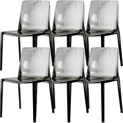 Chaise de salle à manger sans accoudoirs à dossier bas en acrylique ambre