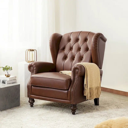 Fauteuil en cuir classique Alex avec clous décoratifs par HULALA HOME