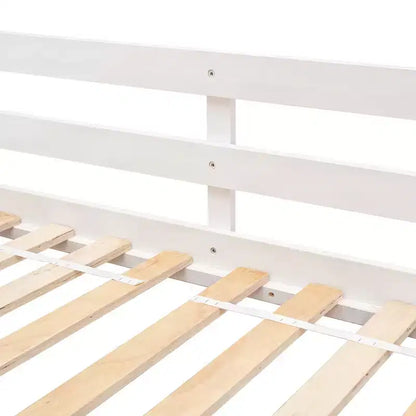 Lit mezzanine cabane de taille double, lit mezzanine cabane en bois avec échelle et barrières de sécurité pour enfants