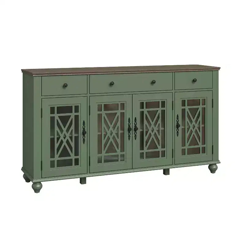 63 armoire buffet de style vintage avec tiroirs, vert