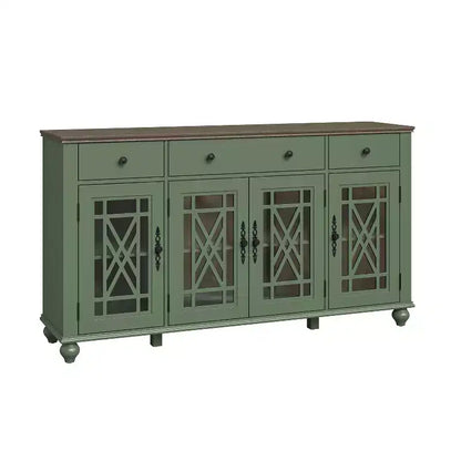 63 armoire buffet de style vintage avec tiroirs, vert