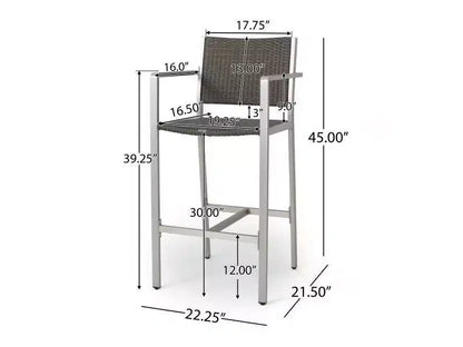 Set bar da esterno Cape Coral 5 pezzi in vimini/metallo resistente alle intemperie con 4 sgabelli - Grigio - Christopher Knight Home