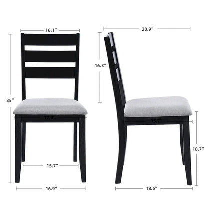 Set di 5 mobili da pranzo in legno massello 47L (1 tavolo + 4 sedie con schienale a doghe)