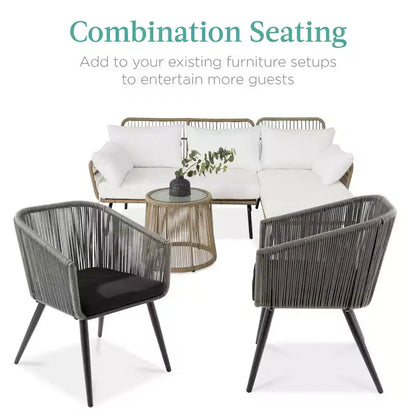 Lot de 2 chaises de salle à manger d'extérieur Best Choice Products, en osier tressé, capacité de 113 kg