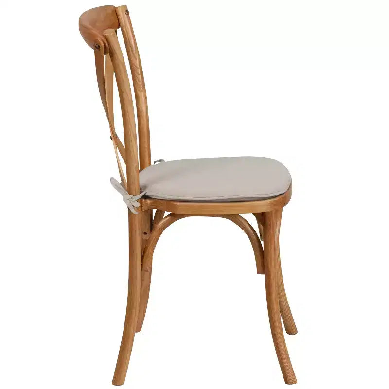 Chaise empilable en bois à dossier croisé Flash Furniture série HERCULES avec coussin