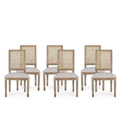 Lot de 6 chaises de salle à manger Regina en bois et cannage de style campagne française - Christopher Knight Home