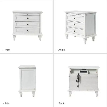 Giorgio 3 - Comodino con 3 cassetti e prese integrate, set da 2|HULALA HOME
