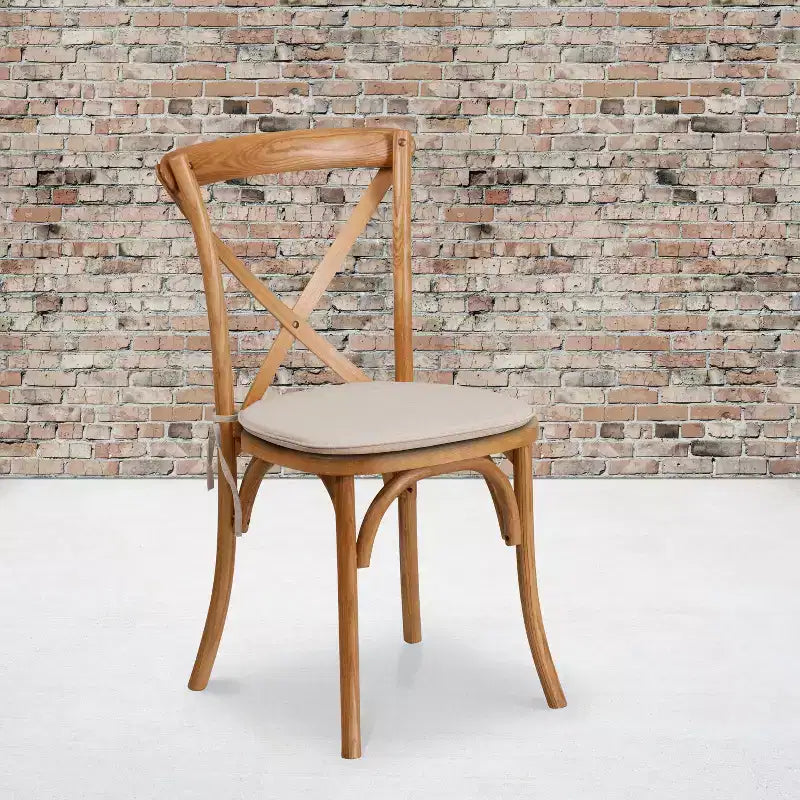 Chaise empilable en bois à dossier croisé Flash Furniture série HERCULES avec coussin