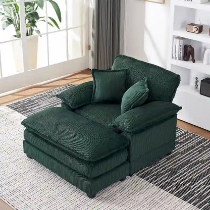 56.9 W Poltrona Oversize con Pouf, Poltrona da Lettura per Camera da Letto, Divano Letto Pigro, Poltrona Reclinabile Singola Moderna Oversize