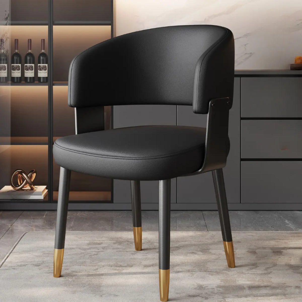 Sedia da pranzo moderna glamour rivestita in pelle