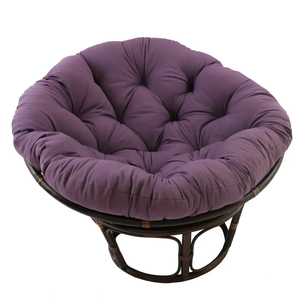 Poltrona Papasan Bali da 42 pollici in rattan con cuscino in twill