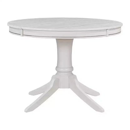 Set tavolo da pranzo rotondo allungabile per 4 persone, set da pranzo stile rustico e 4 sedie imbottite