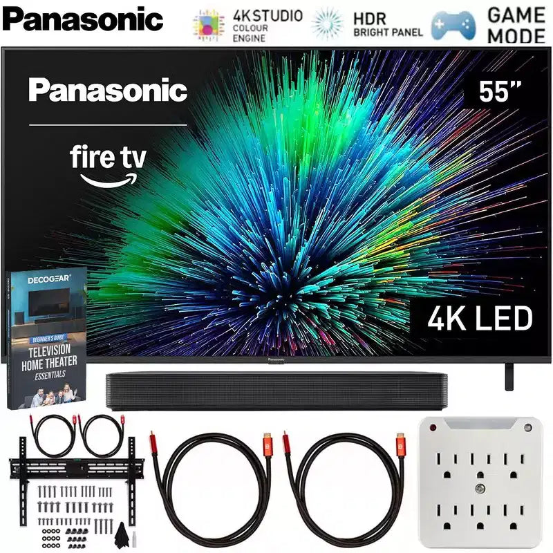 Panasonic Serie W70 Smart TV LED 4K Ultra HD da 55" con Fire TV, Soundbar, supporto e accessori