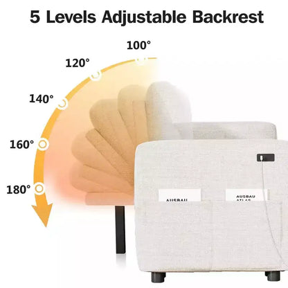 Divano letto estraibile a quattro posti Dyonery da 105 pollici con contenitore, tasche laterali, schienale regolabile, convertibile