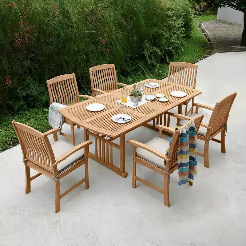 Ensemble de salle à manger d'extérieur Sonoma Lane Merkel 7 pièces en teck avec coussins