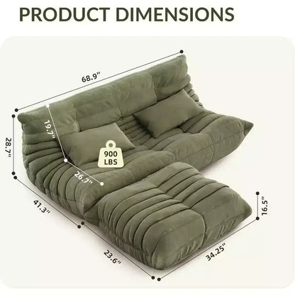 Divano e pouf Oversized Fireside a sacco, divanetto in finta pelle scamosciata a prova di animali domestici per soggiorno, ufficio, nessun montaggio richiesto