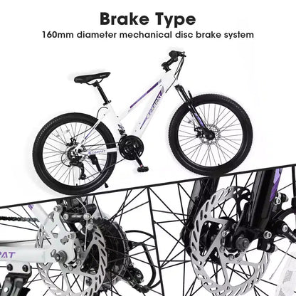 VTT Okak 24/26 pouces avec 21 vitesses et double freins à disque, vélo pour enfants avec suspension avant de 100 mm, Dirt Bike pour adolescents et femmes