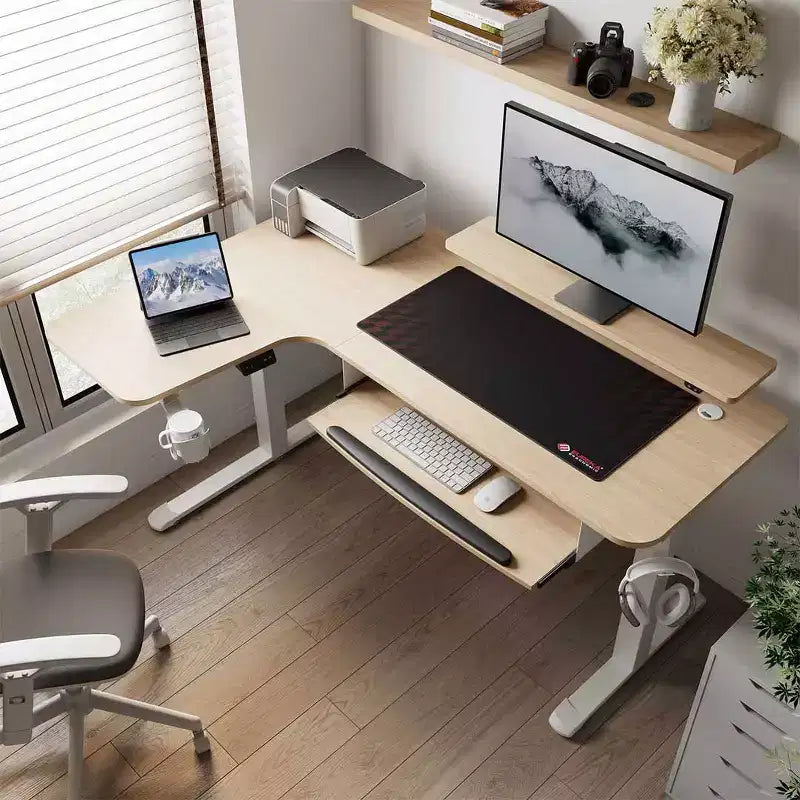 Scrivania angolare EUREKA ERGONOMIC 60x23 regolabile in altezza con set di accessori