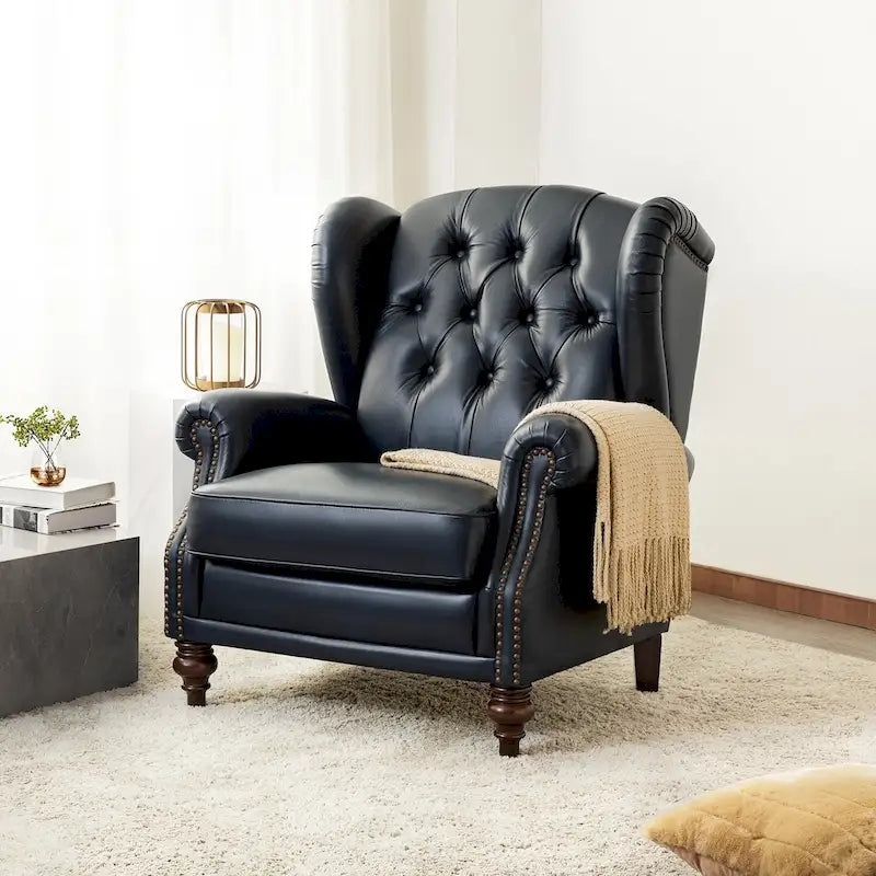 Fauteuil en cuir classique Alex avec clous décoratifs par HULALA HOME