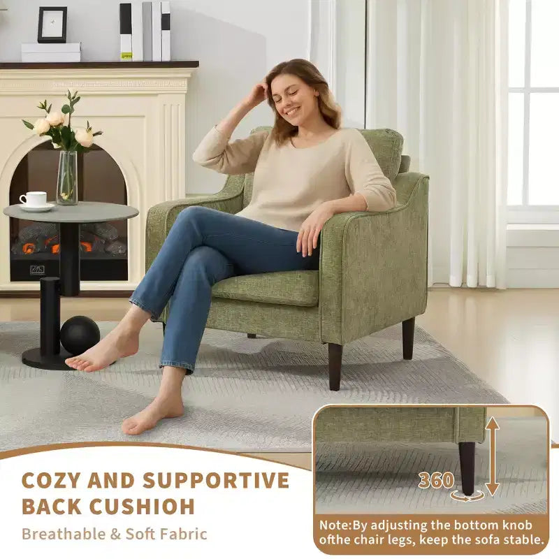Poltrona accent mid-century, sedie moderne e comode per soggiorno, poltrona imbottita, sedia laterale comoda, per camera da letto e soggiorno
