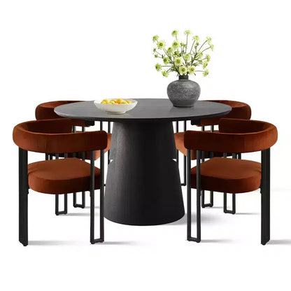Set tavolo da pranzo allungabile da 120-210 cm per 4 persone, tavolo nero e 4 sedie da pranzo imbottite in velluto con gambe in metallo, stile moderno