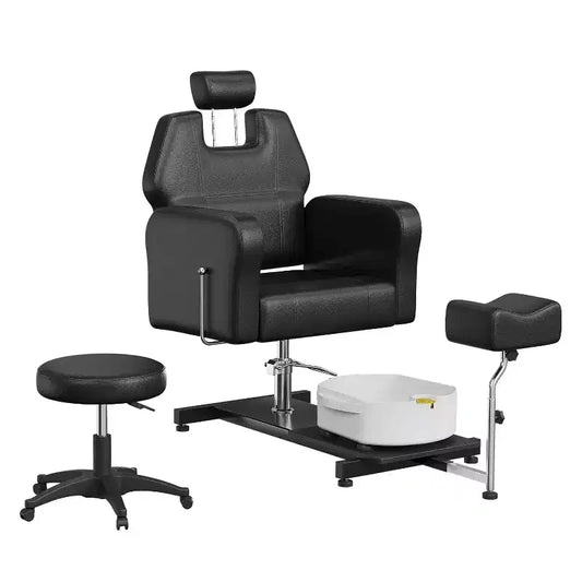 Poltrona Reclinabile per Pedicure con Sgabello, Poggiapiedi e Vasca Massaggiante, per Poltrone Pedicure, Saloni di Bellezza e Spa