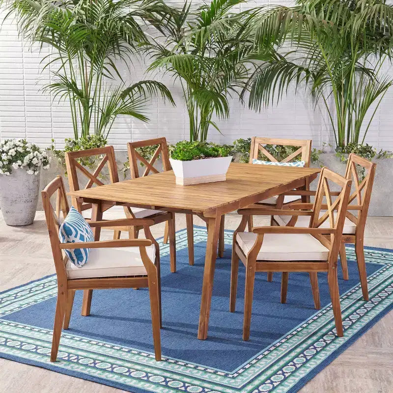 Set da pranzo da esterno Mesa 7 pezzi in legno di acacia - Christopher Knight Home