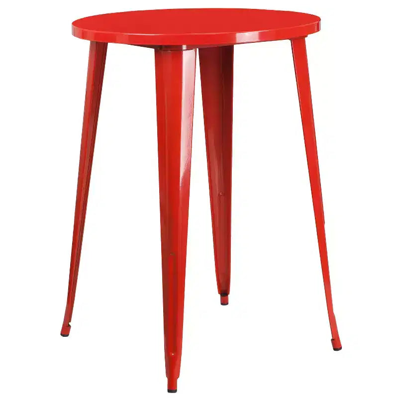 Ensemble table de bar ronde en métal de 76 cm de diamètre, qualité commerciale, pour intérieur et extérieur, avec 4 tabourets carrés sans dossier de Flash Furniture