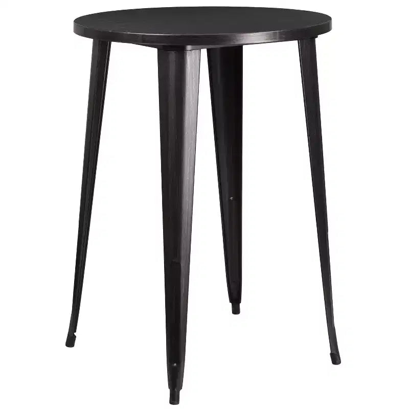 Ensemble table de bar ronde en métal de 76 cm de diamètre, qualité commerciale, pour intérieur et extérieur, avec 4 tabourets carrés sans dossier de Flash Furniture
