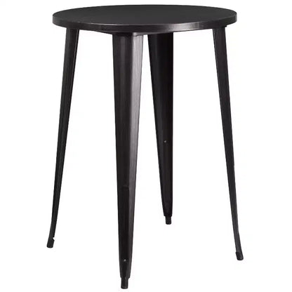 Ensemble table de bar ronde en métal de 76 cm de diamètre, qualité commerciale, pour intérieur et extérieur, avec 4 tabourets carrés sans dossier de Flash Furniture