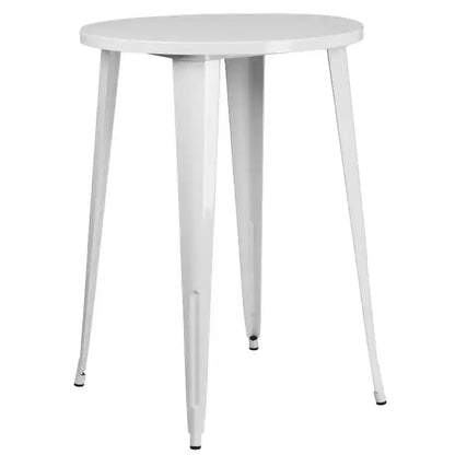Ensemble table de bar ronde en métal de 76 cm de diamètre, qualité commerciale, pour intérieur et extérieur, avec 4 tabourets carrés sans dossier de Flash Furniture