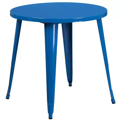 Ensemble de table ronde d'intérieur-extérieur en métal de 76 cm de diamètre de qualité commerciale Flash Furniture avec 2 chaises de café