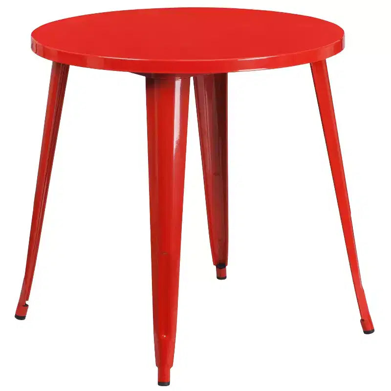 Ensemble de table ronde d'intérieur-extérieur en métal de 76 cm de diamètre de qualité commerciale Flash Furniture avec 2 chaises de café